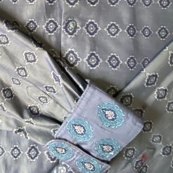 Robert Graham Mens Purple Embroidery Cuff Long Sleeve Cotton Dress Shirt- Sz-XL - Picture 3 of 16